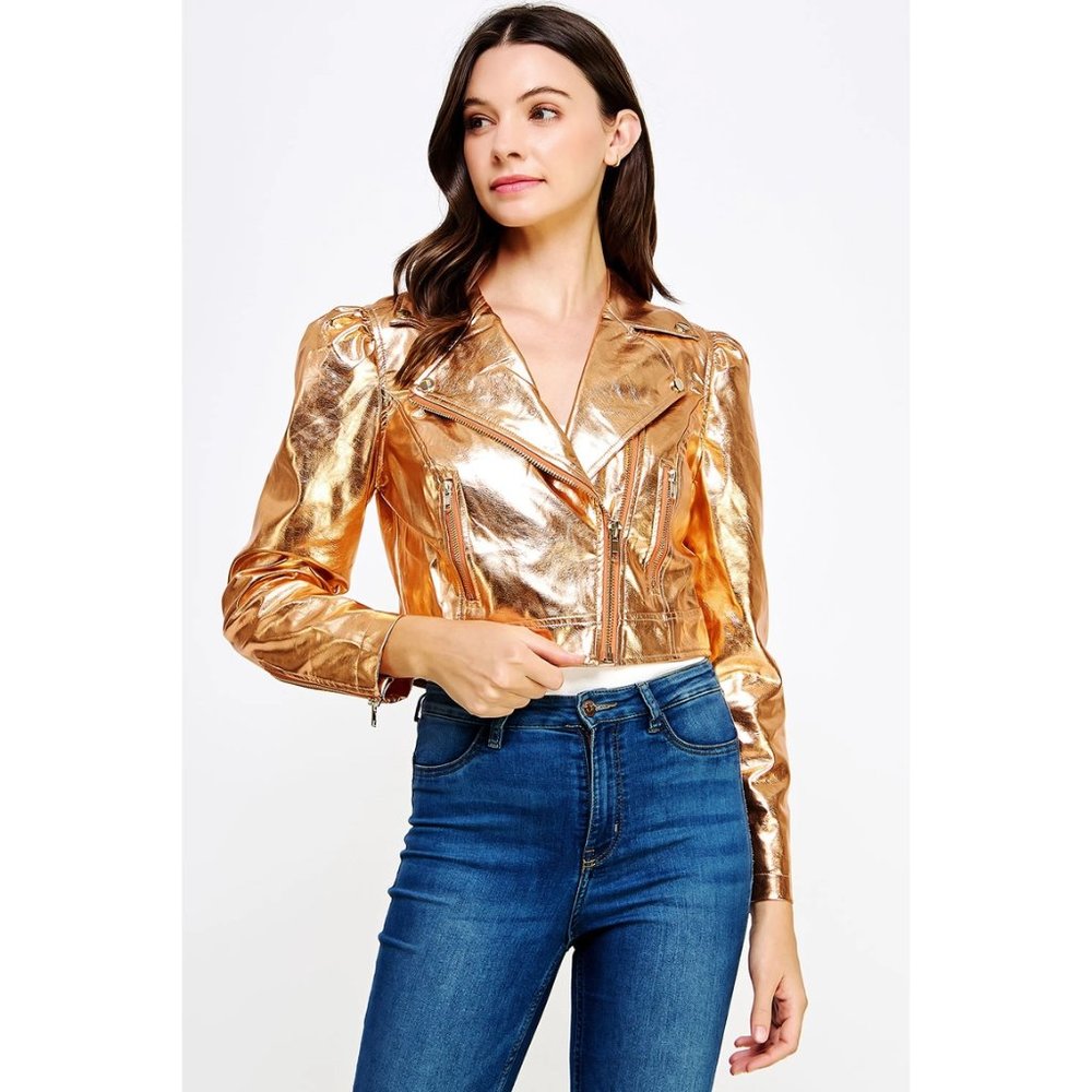 Metallic Gold Moto Jacket